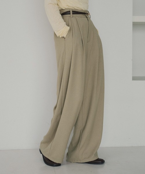 hellam（へラム）の「起毛 ネップタックパンツ（その他パンツ・レディース・アイボリー/ブラック/ブラウン/ベージュ・FREE）」の17枚目の写真