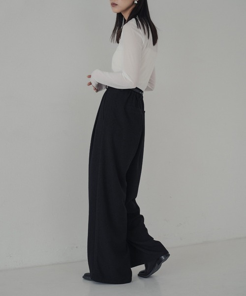 hellam（へラム）の「起毛 ネップタックパンツ（その他パンツ・レディース・アイボリー/ブラック/ブラウン/ベージュ・FREE）」の8枚目の写真