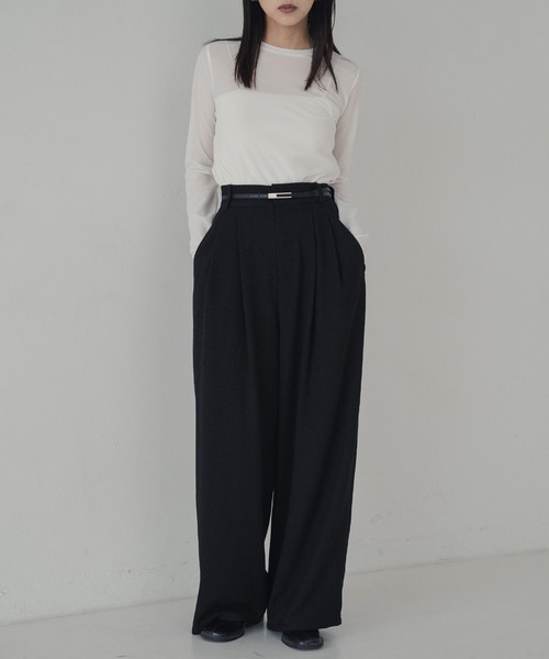 hellam（へラム）の「起毛 ネップタックパンツ（その他パンツ・レディース・アイボリー/ブラック/ブラウン/ベージュ・FREE）」の9枚目の写真