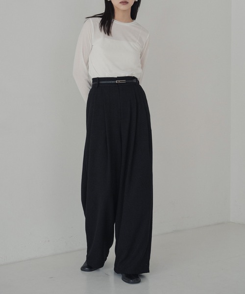 hellam（へラム）の「起毛 ネップタックパンツ（その他パンツ・レディース・アイボリー/ブラック/ブラウン/ベージュ・FREE）」の11枚目の写真