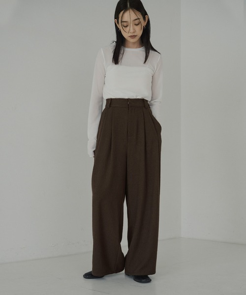 hellam（へラム）の「起毛 ネップタックパンツ（その他パンツ・レディース・アイボリー/ブラック/ブラウン/ベージュ・FREE）」の20枚目の写真