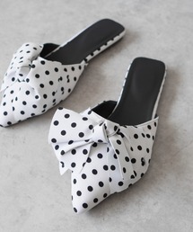 【美品】CHARLOTTE OLYMPIA ドット柄サンダル 36　リボン 美品】CHARLOTTE OLYMPIA ドット柄サンダル 36 リボン