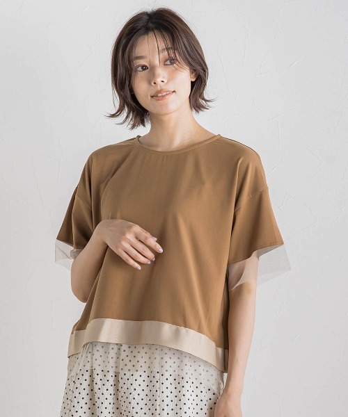 Droite lautreamont（ドロワットロートレアモン）の「【WEB限定】グログランボーダー切替えプルオーバー≪手洗い可能≫（Tシャツ/カットソー・レディース・チャコールグレー/キャメル/ネイビー・M）」の3枚目の写真