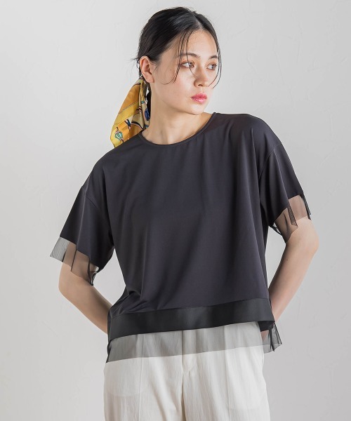 Droite lautreamont（ドロワットロートレアモン）の「【WEB限定】グログランボーダー切替えプルオーバー≪手洗い可能≫（Tシャツ/カットソー・レディース・チャコールグレー/キャメル/ネイビー・M）」の22枚目の写真