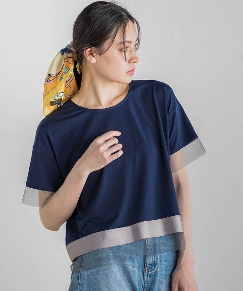 Droite lautreamont（ドロワットロートレアモン）の「【WEB限定】グログランボーダー切替えプルオーバー≪手洗い可能≫（Tシャツ/カットソー・レディース・チャコールグレー/キャメル/ネイビー・M）」の5枚目の写真