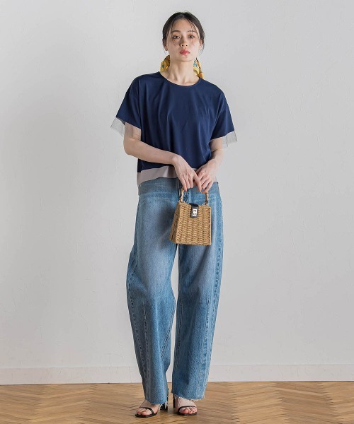 Droite lautreamont（ドロワットロートレアモン）の「【WEB限定】グログランボーダー切替えプルオーバー≪手洗い可能≫（Tシャツ/カットソー・レディース・チャコールグレー/キャメル/ネイビー・M）」の7枚目の写真