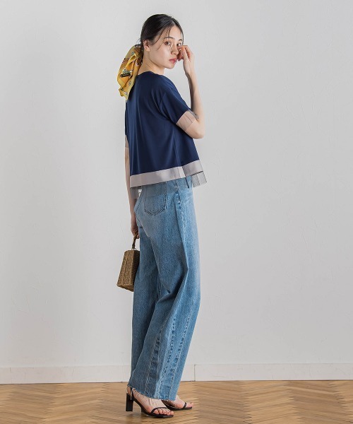 Droite lautreamont（ドロワットロートレアモン）の「【WEB限定】グログランボーダー切替えプルオーバー≪手洗い可能≫（Tシャツ/カットソー・レディース・チャコールグレー/キャメル/ネイビー・M）」の9枚目の写真