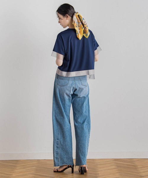 Droite lautreamont（ドロワットロートレアモン）の「【WEB限定】グログランボーダー切替えプルオーバー≪手洗い可能≫（Tシャツ/カットソー・レディース・チャコールグレー/キャメル/ネイビー・M）」の10枚目の写真