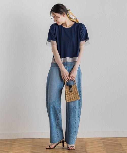 Droite lautreamont（ドロワットロートレアモン）の「【WEB限定】グログランボーダー切替えプルオーバー≪手洗い可能≫（Tシャツ/カットソー・レディース・チャコールグレー/キャメル/ネイビー・M）」の11枚目の写真