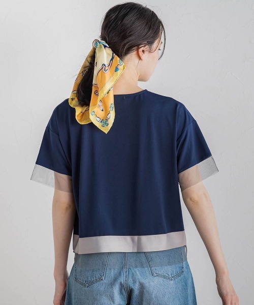 Droite lautreamont（ドロワットロートレアモン）の「【WEB限定】グログランボーダー切替えプルオーバー≪手洗い可能≫（Tシャツ/カットソー・レディース・チャコールグレー/キャメル/ネイビー・M）」の6枚目の写真