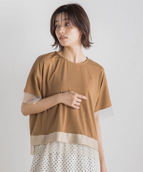 Droite lautreamont（ドロワットロートレアモン）の「【WEB限定】グログランボーダー切替えプルオーバー≪手洗い可能≫（Tシャツ/カットソー・レディース・チャコールグレー/キャメル/ネイビー・M）」の12枚目の写真