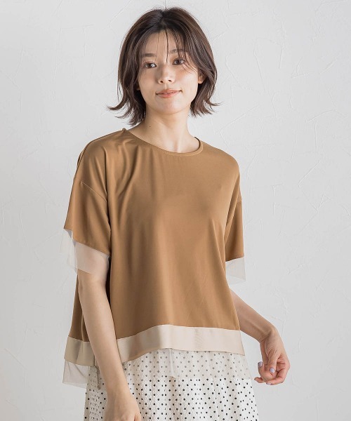 Droite lautreamont（ドロワットロートレアモン）の「【WEB限定】グログランボーダー切替えプルオーバー≪手洗い可能≫（Tシャツ/カットソー・レディース・チャコールグレー/キャメル/ネイビー・M）」の13枚目の写真