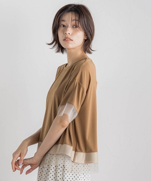 Droite lautreamont（ドロワットロートレアモン）の「【WEB限定】グログランボーダー切替えプルオーバー≪手洗い可能≫（Tシャツ/カットソー・レディース・チャコールグレー/キャメル/ネイビー・M）」の14枚目の写真