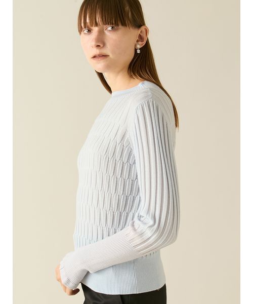 FURFUR（ファーファー）の「ロゴ刺繍バイカラーリブニット（ニット/セーター・レディース・ピンク/ライトブルー/チャコールグレー・F）」の12枚目の写真