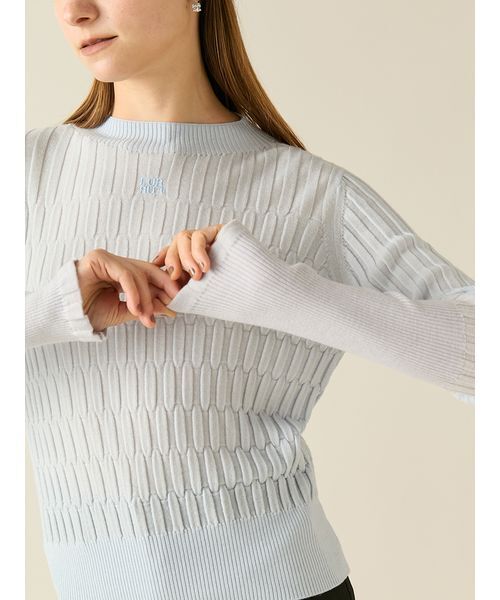 FURFUR（ファーファー）の「ロゴ刺繍バイカラーリブニット（ニット/セーター・レディース・ピンク/ライトブルー/チャコールグレー・F）」の14枚目の写真