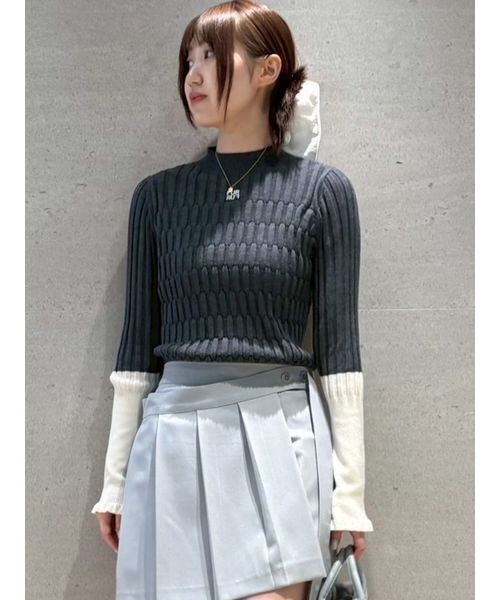 FURFUR（ファーファー）の「ロゴ刺繍バイカラーリブニット（ニット/セーター・レディース・ピンク/ライトブルー/チャコールグレー・F）」の19枚目の写真