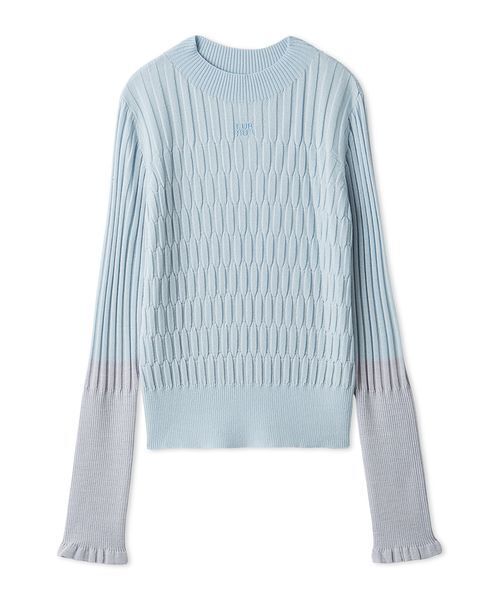 FURFUR（ファーファー）の「ロゴ刺繍バイカラーリブニット（ニット/セーター・レディース・ピンク/ライトブルー/チャコールグレー・F）」の4枚目の写真