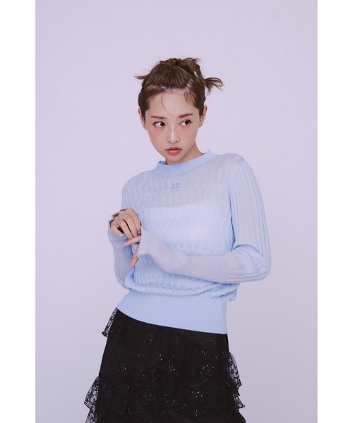 FURFUR（ファーファー）の「ロゴ刺繍バイカラーリブニット（ニット/セーター・レディース・ピンク/ライトブルー/チャコールグレー・F）」の9枚目の写真