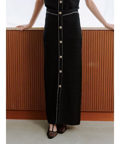 SNIDEL（スナイデル）の「Sustainableストラクチャーニットスカート（スカート・レディース・ネイビー/イエロー/ホワイト・F）」の8枚目の写真