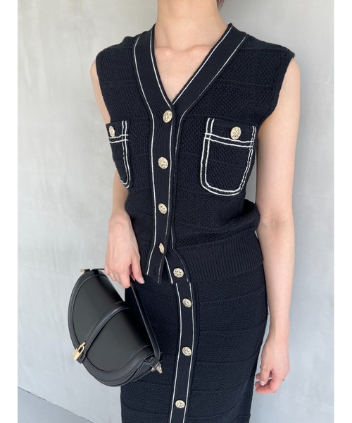 SNIDEL（スナイデル）の「Sustainableストラクチャーニットスカート（スカート・レディース・ネイビー/イエロー/ホワイト・F）」の7枚目の写真