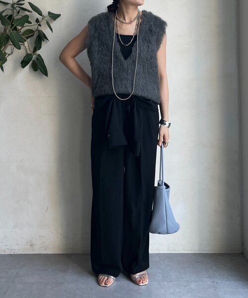 DouDou(ドゥドゥ)の「【REI企画カラーあり】【前後2WAY】シャギーニットベスト(ニット/セーター・レディース・ベージュ/ライトベージュ/チャコールグレー/ピンク・FREE)」の20枚目の写真