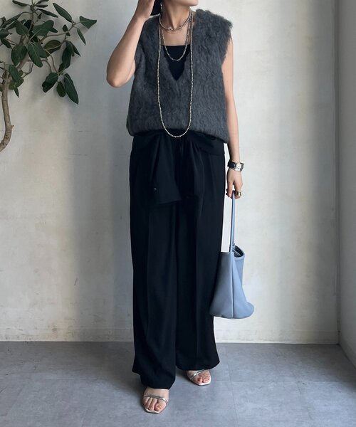 DouDou(ドゥドゥ)の「【REI企画カラーあり】【前後2WAY】シャギーニットベスト(ニット/セーター・レディース・ベージュ/ライトベージュ/チャコールグレー/ピンク・FREE)」の21枚目の写真