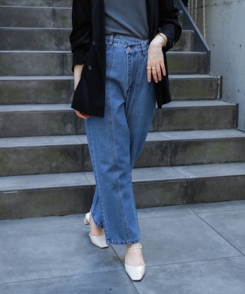 Bou Jeloud（ブージュルード）の「デニムアシメパンツ（デニムパンツ・レディース・ブルー/ブラック・FREE）」の5枚目の写真