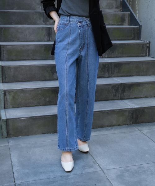 Bou Jeloud（ブージュルード）の「デニムアシメパンツ（デニムパンツ・レディース・ブルー/ブラック・FREE）」の6枚目の写真