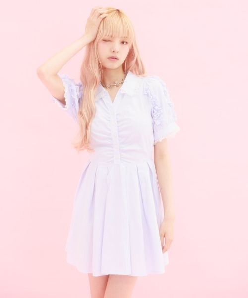 FickleBebe(フィクルベベ)の「ラッフルレースシャツワンピース(ワンピース・レディース・サックスブルー・1/0)」の14枚目の写真