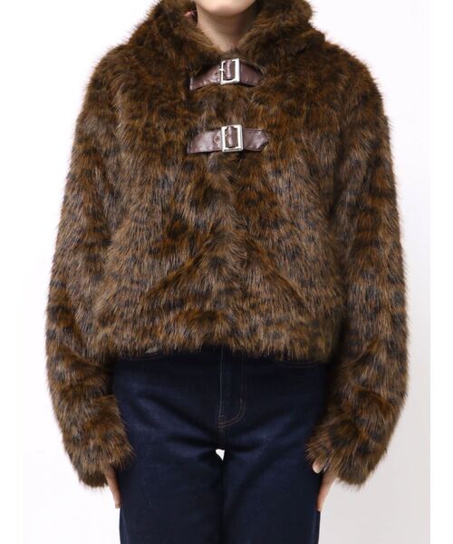 セール】ベルトフードファージャケット/ファーコート（ブルゾン