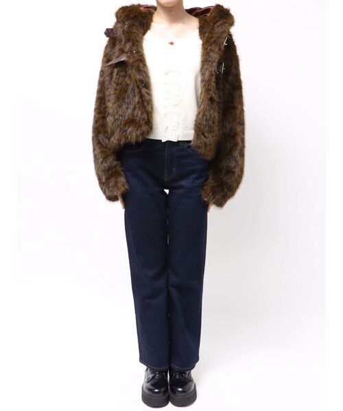jouetie ベルトフードファージャケット/ファーコート セール】ベルトフードファージャケット/ファーコート（ブルゾン