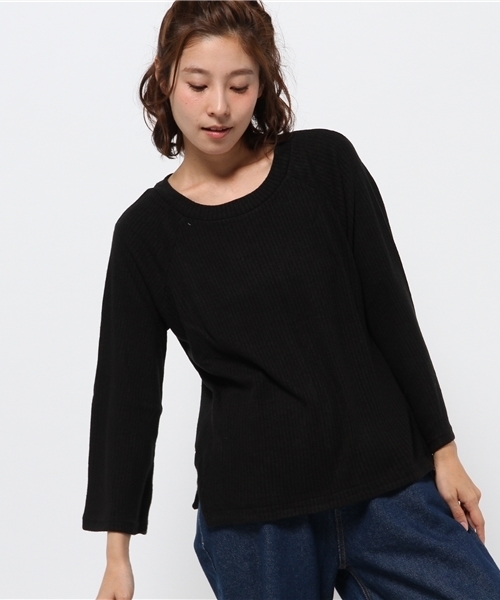 Kastane(カスタネ)の「リブクルーP/O(Tシャツ/カットソー・レディース・アイボリー/ブラック/キャメル/グレー・FREE)」の3枚目の写真