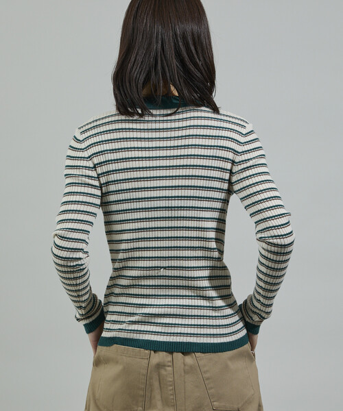 新色・サイズ追加＞ウォッシャブル マルチボーダーポロニット