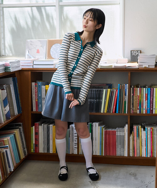 マルチボーダーニットポロ　横浜店　限定色 ネイビー ETRE TOKYO マルチボーダーニットポロ 横浜店 限定色 ネイビー