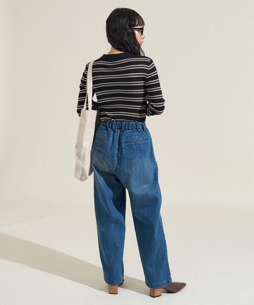 新色・サイズ追加＞ウォッシャブル マルチボーダーポロニット