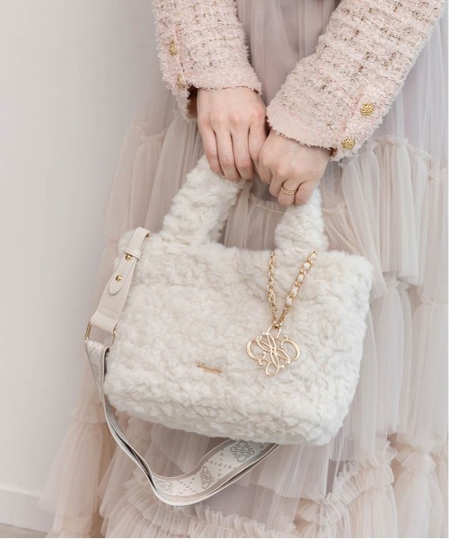 RANDA（ランダ）の「2WAY モノグラムファートートバッグ（トートバッグ・レディース・アイボリー/ピンク/ベージュ/ダークグレー/ライトグレー・FREE）」の6枚目の写真