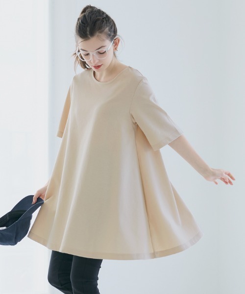 coca(coca)(コカ)の「Aラインチュニック(Tシャツ/カットソー・レディース・ブラック/ベージュ・S/M/L)」の5枚目の写真