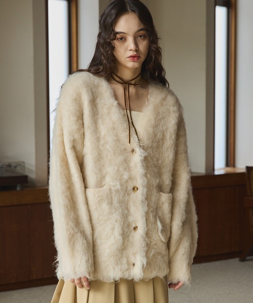 OLUN（オルン）の「Shaggy knit cardigan/貴族式シャギーカーディガン