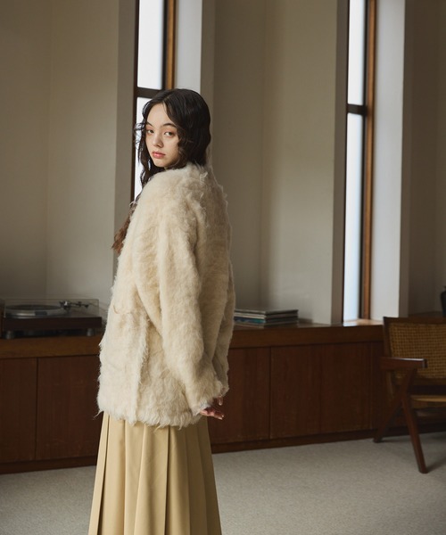 OLUN（オルン）の「Shaggy knit cardigan/貴族式シャギー