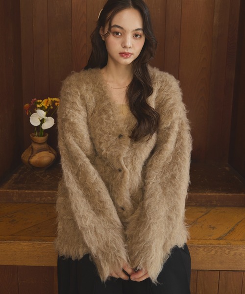 OLUN（オルン）の「Shaggy knit cardigan/貴族式シャギーカーディガン