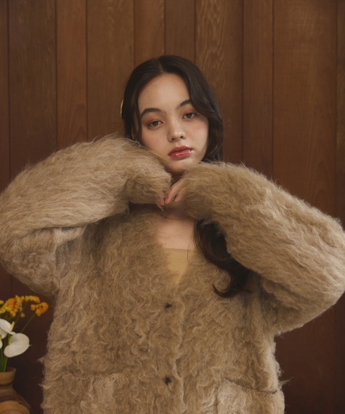 OLUN（オルン）の「Shaggy knit cardigan/貴族式シャギーカーディガン
