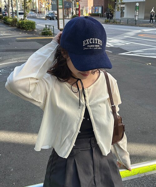 前後2WAY/4色展開】ベロアチュール2WAYカーディガン