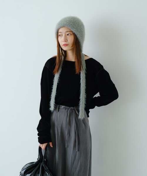 Kastane（カスタネ）の「【前後2WAY/4色展開】ベロアチュール2WAYカーディガン（カーディガン/ボレロ・レディース・アイボリー/ブラック/ブラウン/ピンク・FREE）」の6枚目の写真