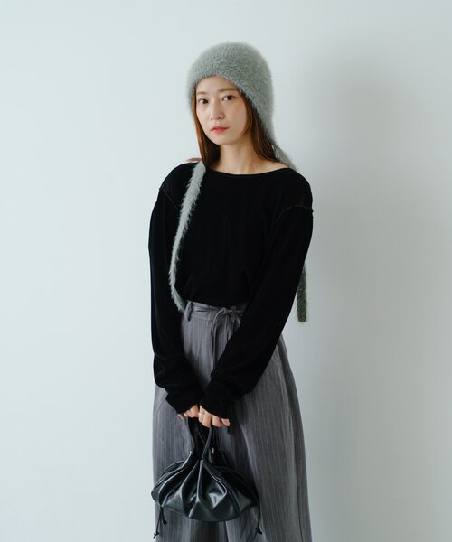 Kastane（カスタネ）の「【前後2WAY/4色展開】ベロアチュール2WAYカーディガン（カーディガン/ボレロ・レディース・アイボリー/ブラック/ブラウン/ピンク・FREE）」の8枚目の写真