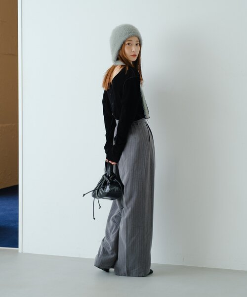 Kastane（カスタネ）の「【前後2WAY/4色展開】ベロアチュール2WAYカーディガン（カーディガン/ボレロ・レディース・アイボリー/ブラック/ブラウン/ピンク・FREE）」の13枚目の写真