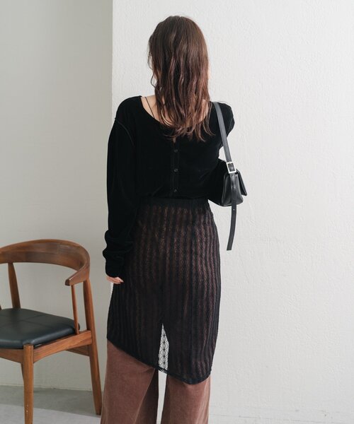 Kastane（カスタネ）の「【前後2WAY/4色展開】ベロアチュール2WAYカーディガン（カーディガン/ボレロ・レディース・アイボリー/ブラック/ブラウン/ピンク・FREE）」の21枚目の写真