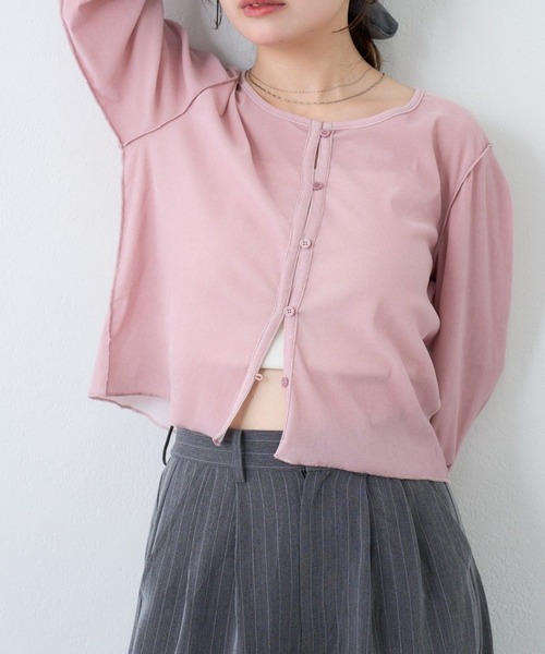 Kastane（カスタネ）の「【前後2WAY/4色展開】ベロアチュール2WAYカーディガン（カーディガン/ボレロ・レディース・アイボリー/ブラック/ブラウン/ピンク・FREE）」の4枚目の写真