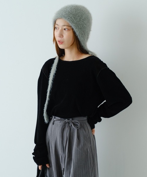 Kastane（カスタネ）の「【前後2WAY/4色展開】ベロアチュール2WAYカーディガン（カーディガン/ボレロ・レディース・アイボリー/ブラック/ブラウン/ピンク・FREE）」の5枚目の写真