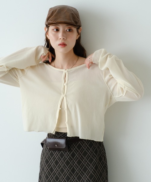 ベロアカーディガン　ベロアスカート　2点 シアーベロアカーディガン [C7393] - レディースファッション