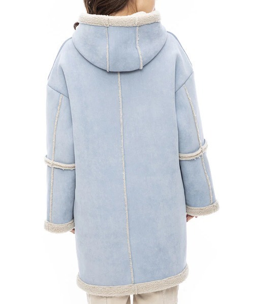 BILLABONG(ビラボン)の「【BILLABONG/ビラボン】23AW MOUTON HOODED COAT/ロングムートンボアコート(ムートンコート・レディース・ライトブラウン/ブルー・MEDIUM)」の6枚目の写真